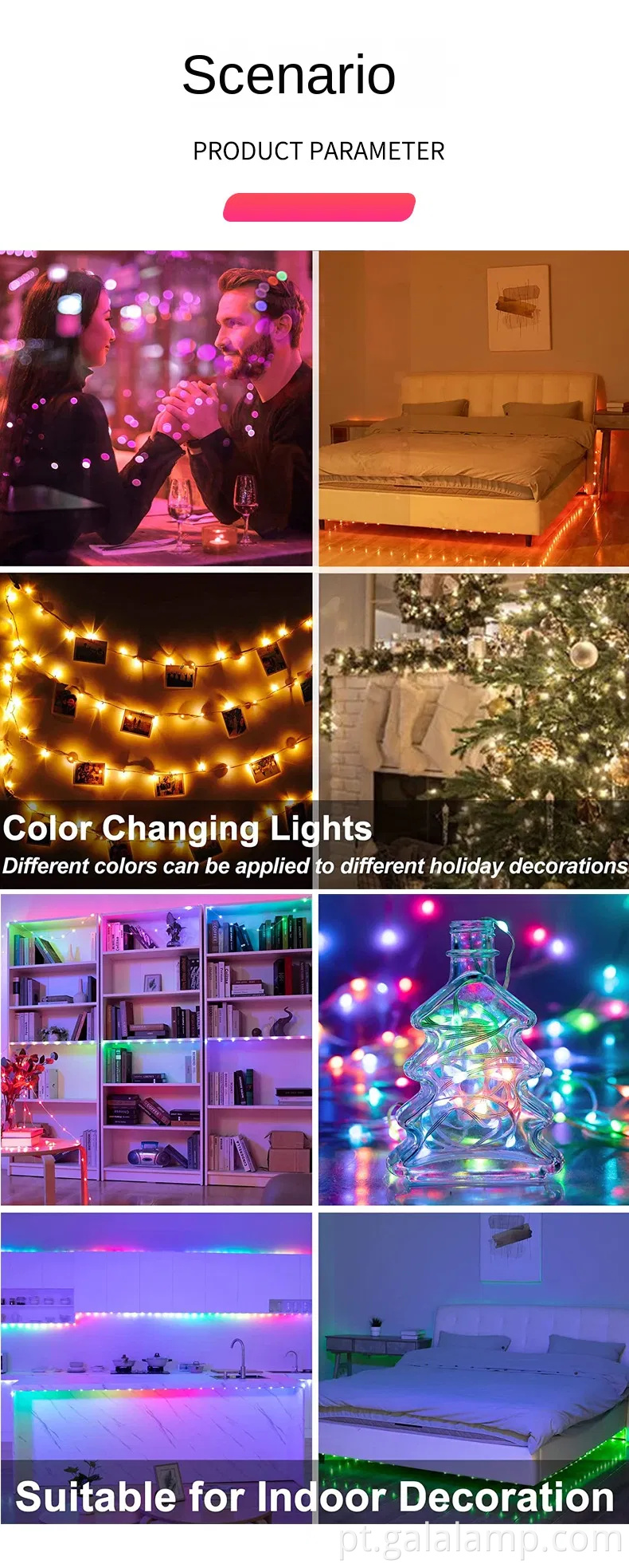 Luzes de cordas LED RGB inteligentes para decoração interna e externa